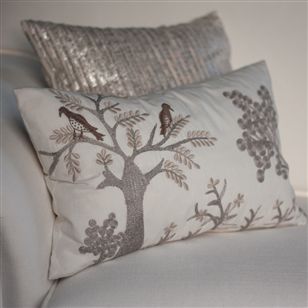 Kitchen & Dining | Soft Furnishings | Embroidered Cushion - Bird Illustration