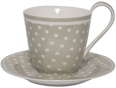 Vintage Style Cup and Saucer-Spot Beige