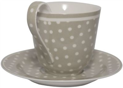 Vintage Style Cup and Saucer-Spot Beige