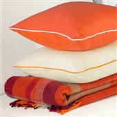 Red/Orange Linen Cushion Covers With Piping