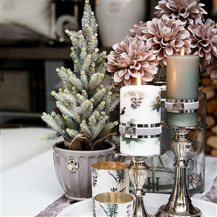 Bedroom | Candles & Lighting | Two Silver Pillar Candle Holders