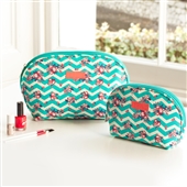 Set Of Chevron Oval Clutch Toiletry Wash Bags